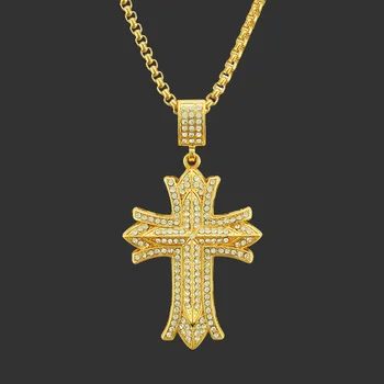 

Popular Hip Hop 925 Silver Mosaic Zircon Cross Pendant Trendy Chain Necklace Fashion Charm Personality Jewelry Accessories
