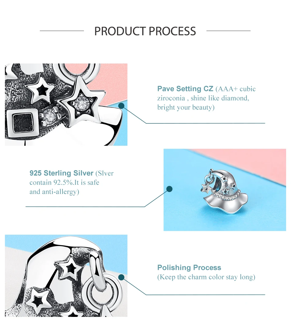 ELESHE, модный, 925 пробы, серебряный, на Хэллоуин, шляпа ведьмы, шарм, бисер, подходит для оригинала Pandora, шарм, серебро 925, браслет, изготовление ювелирных изделий
