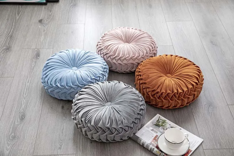 Европейский стиль круглая подушка для сиденья бархатная задняя подушка серая бежевая розовая диванная Подушка домашний декор
