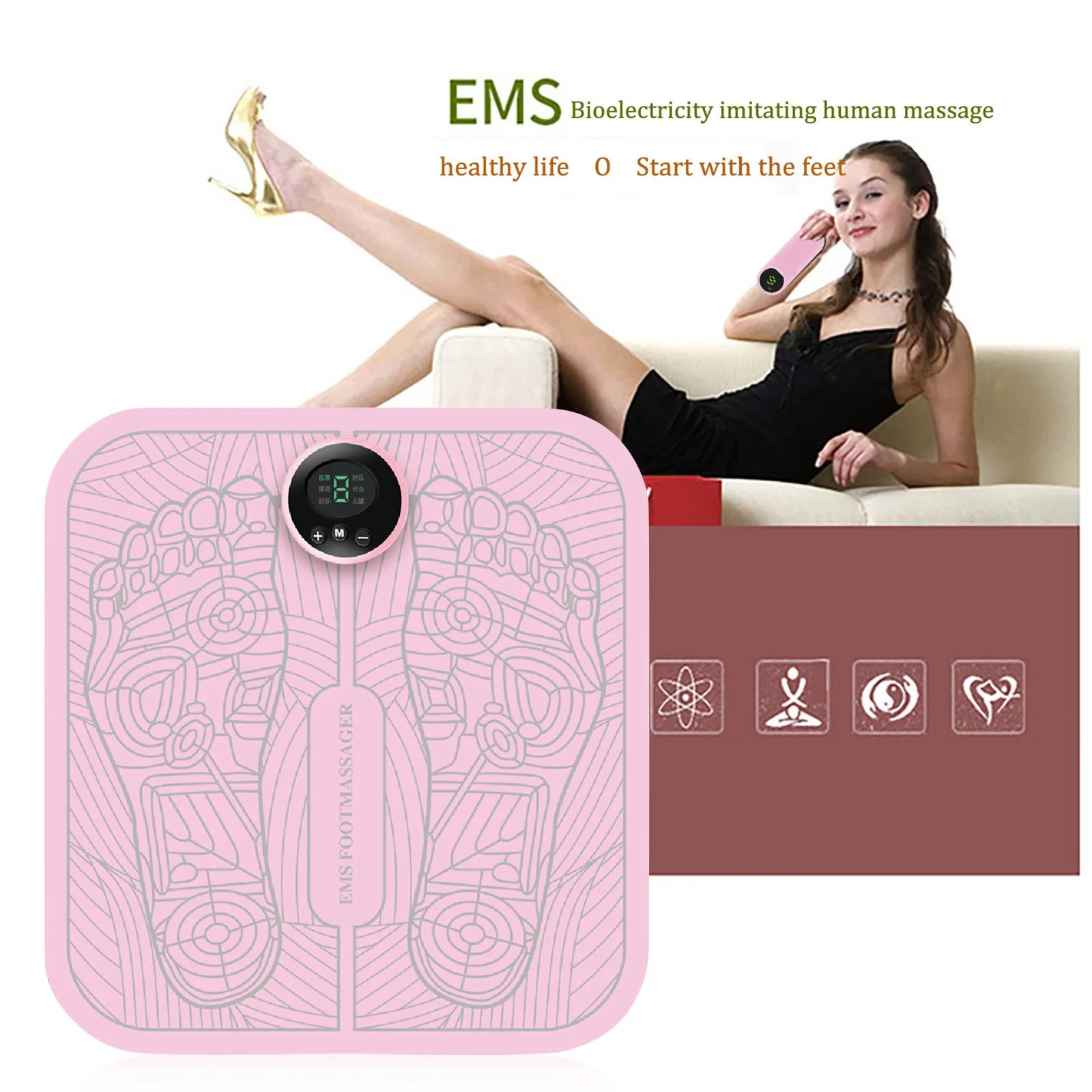 Foot Massager Electric Intelligent Pulse Pad Promote Blood Circulat Ache Pain Feet Muscle Stimulator Care Unisex | Красота и здоровье