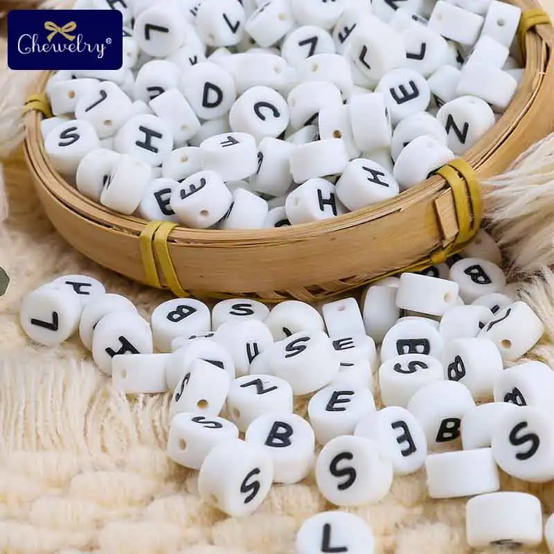 10pc Silicone Letter Beads Food Grade Baby Teether Bead English Alphabet Beads For Personalized Name DIY Teething Necklace Toys