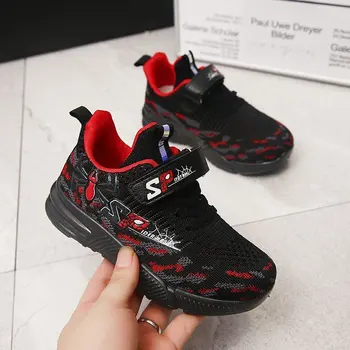 

Children Fashion Cartoon Sports Shoes Breathable Flying Fabric Boys School Running Shoes Girls Cute Pink Sneakers