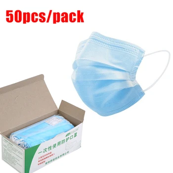 

50pcs 3 - Layers Disposable Face Mask Dustproof Breathable Protective Mask