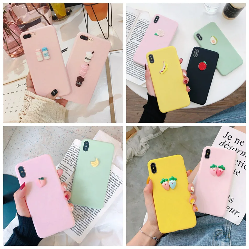 

For Samsung A50 A70 A40 A20 A30 A60 A80 3D DIY Milk Coffee Cute Peach Avocado Cover For Galaxy M10 M20 M30 A10E A20S Soft Cover