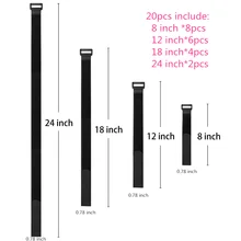 20 piezas correas de sujeción reutilizables para cables, correas de seguridad multiusos ajustables para gestión de cables