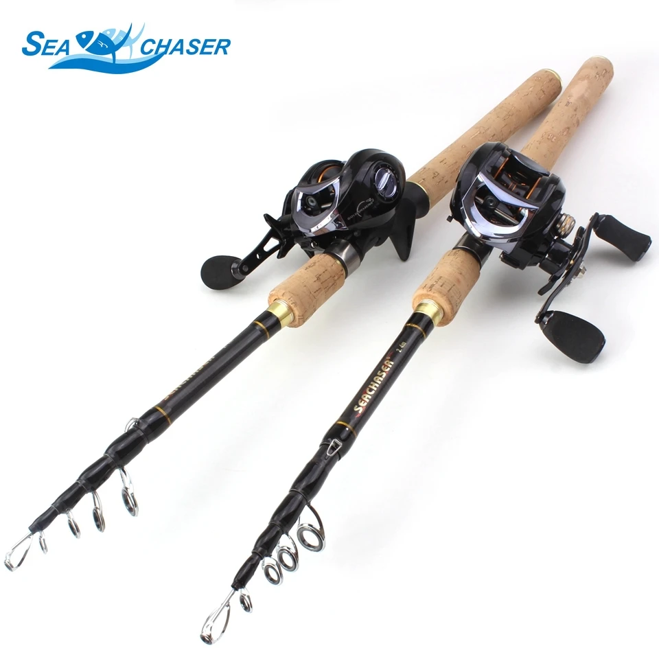 

1.8m 2.1m 2.4m 2.7m Telescopic carbon Casting Rod and Casting Reel set wooden handle lure rod sea fishing pole