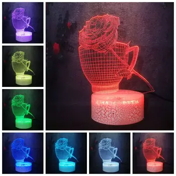 

Romantic Rose Flower Creative Lover Gift Night Light Cute Portable 3D LED Kid Baby Cartoon Lamp Valentine's Day Couple Souvenir