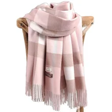 

2021 Women Autumn and Winter New Scarf Female British Bristled Cashmere Scarf Shawl Dual-use Thick Couple Scarf