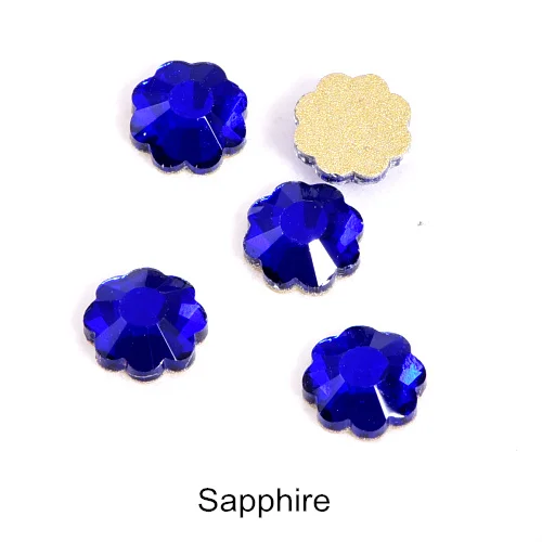 Sapphire 20 шт 6 мм в форме цветка K9 не горячая фиксация стразы с плоской задней стороной для дизайна ногтей Стразы из стекла со стразами для украшения ногтей B1339 - Цвет: Sapphire