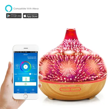

400ml Aromatherapy Ultrasonic Cool Mist Humidifier with Remote Control And 3D Design Glass Star Effect Pattern,3D diffuser