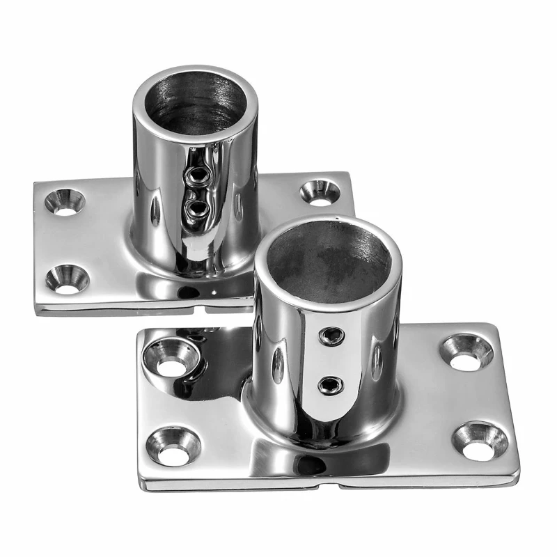 316 Stainless Steel Boat Deck Handrail Fitting - 90 Degree Round Base For 7/8 Inch Tube, Marine Grade