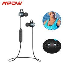 Оригинальные Mpow BH083 Bluetooth 4,1 наушники-вкладыши беспроводные магнитные стерео наушники IPX6 водонепроницаемая Спортивная гарнитура для телефонов