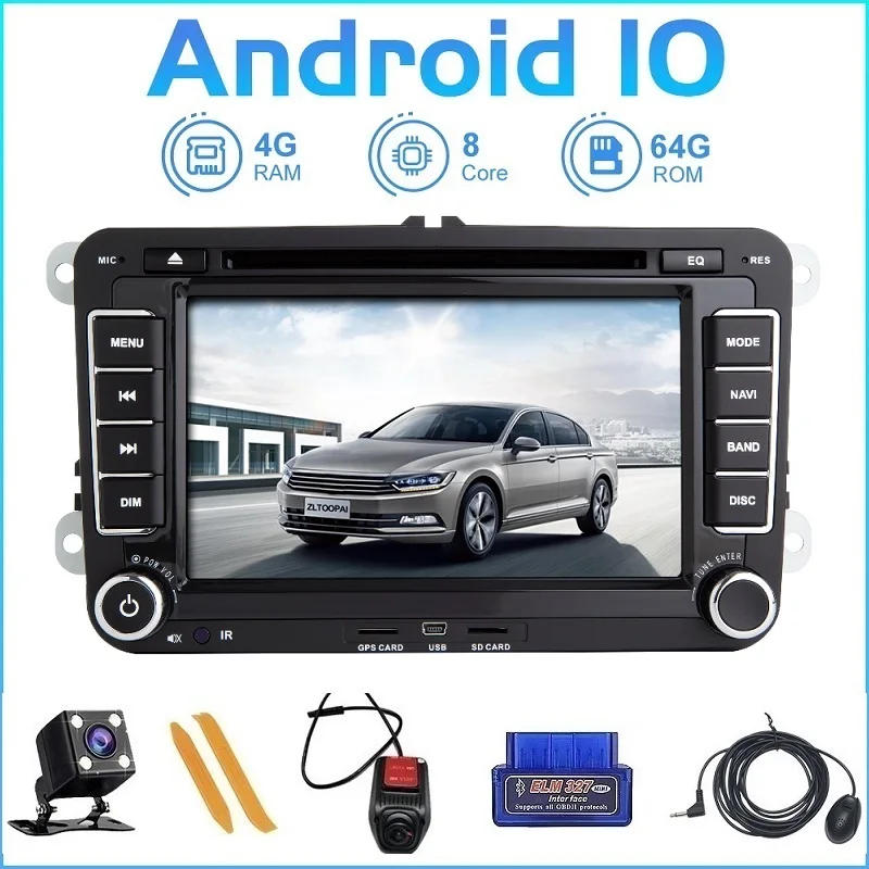 Автомобильный мультимедийный плеер ZLTOOPAI 2 Din Android 10 DVD-плеер для