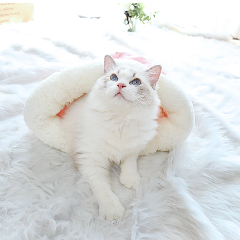 Cat Sleeping Bag Soft Flannel Blanket Cushion for Puppy Cats Warm Cozy Dog Cat Bed Winter Pet Kennel Multi-function Beds Mat