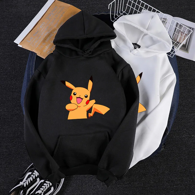 Autumn winter kawaii cartoon Pikachu print mens hoodies long sleeves plus size loose sweatshirt Pokemon Anime vintage streetwear Autumn winter kawaii cartoon Pikachu print mens hoodies long sleeves plus size loose sweatshirt Pokemon Anime vintage streetwear
