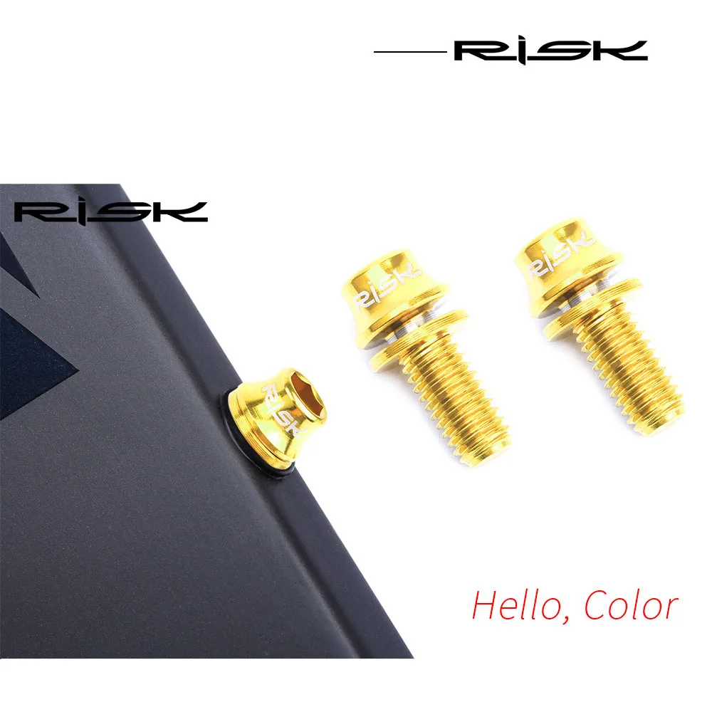 RISK Titanium Bolts M5x12 2pc Bicycle Bottle Cage Bolts MTB Road Bike Water Holder Fixed Screw Air Pump Bracket Bolt Accessories bicycle bottle cage screws
