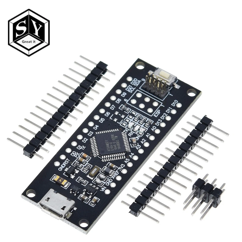 

SAMD21 M0-Mini. 32-bit ARM Cortex M0 core. Pins UnSoldered. Compatible with Arduino Zero, Arduino M0. Form Mini.
