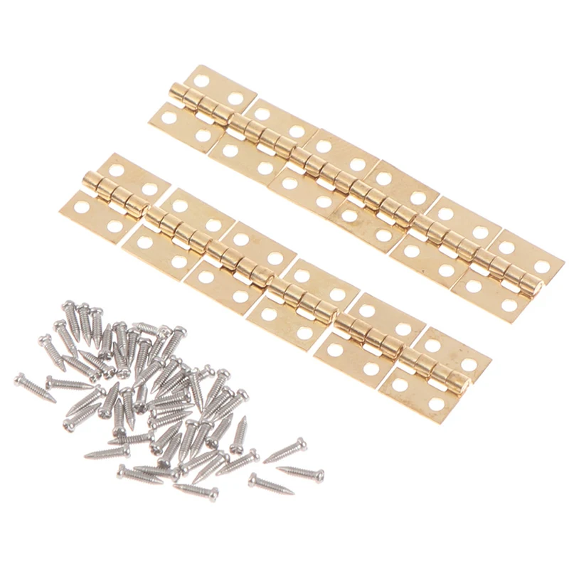 12 Set Mini Metal Hinge And Screws For Doll House Miniature Furniture Brass Hinge