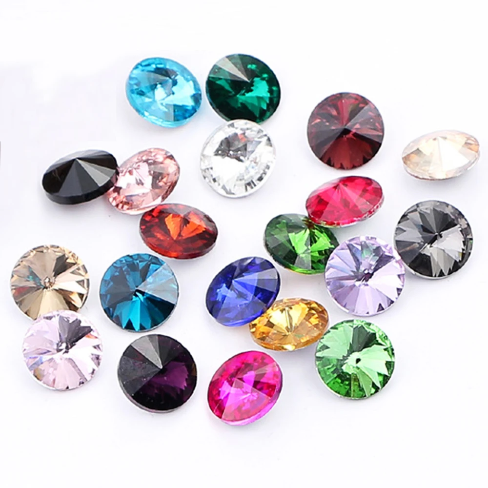 Round Loose Glass Rhinestones for Clothing Crystal Beads for Jewelry Making  Pointback Rivoli Gemstones for Crafts DIY 6mm/14mm - AliExpress