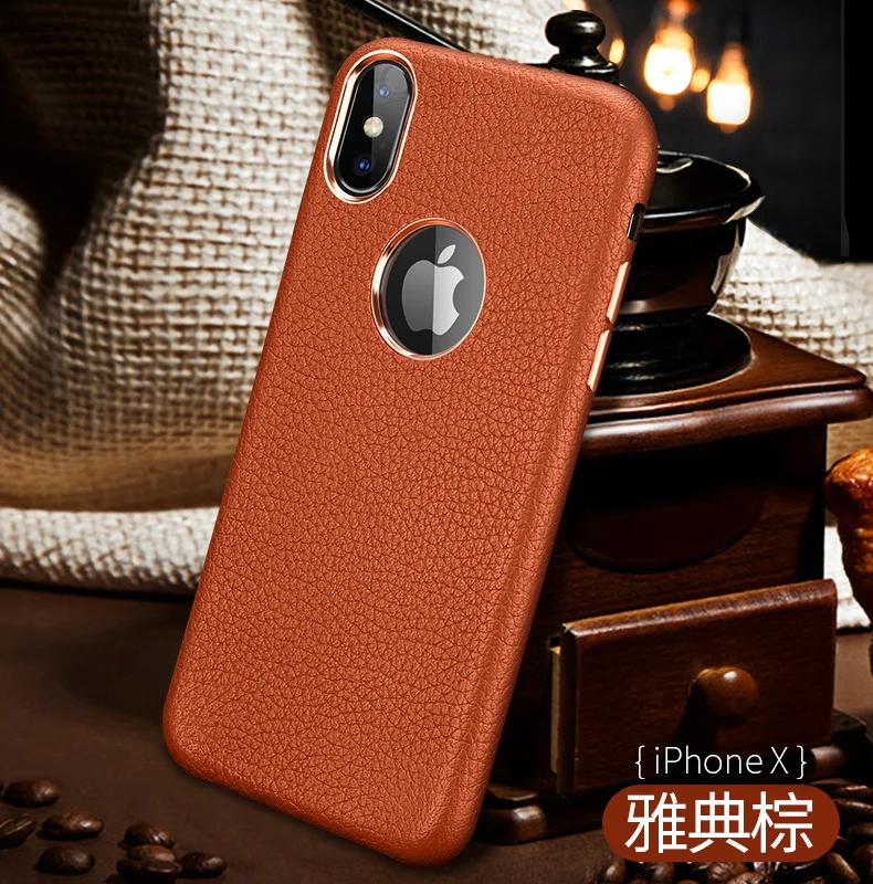 Чехол из натуральной воловьей кожи для iPhone 7, 8 Plus, X, XR, XS, 11 Pro, Max, бизнес чехол из зернистой кожи с металлической кнопкой