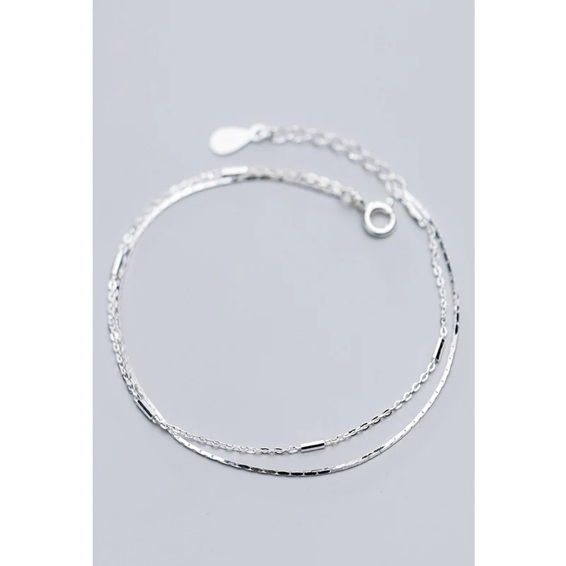 La MaxZa, Стерлинговое Серебро 925 пробы, браслеты для женщин, классика, минимализм, двухслойная цепочка, ювелирное изделие, серебро 925, браслет для женщин, золото