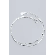 La MaxZa, Стерлинговое Серебро 925 пробы, браслеты для женщин, классика, минимализм, двухслойная цепочка, ювелирное изделие, серебро 925, браслет для женщин, золото