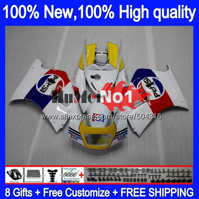 Корпус для SUZUKI RGV 250 VJ22 RGVT250 SAPC VJ23 42MC. 6 RGV-250 VJ 23 RGV250 1995 1996 1997 1998 95 96 97 98 белого и желтого цвета обтекатель