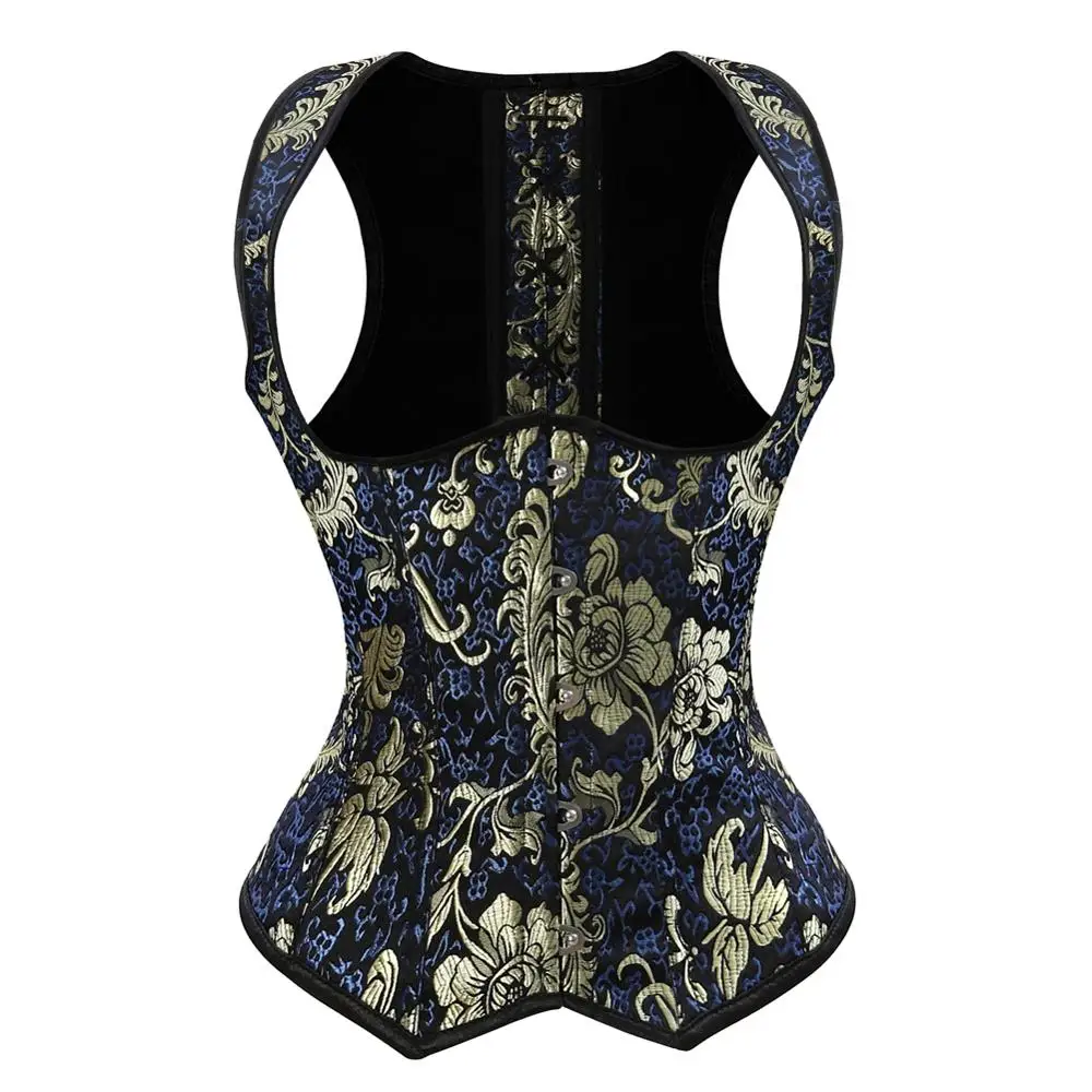 

Corsets and Bustiers Women Sexy Underbust Steampunk Glitter Embroidery Gold Brocade w. Straps Plus Size Sparkle Party Clubwear