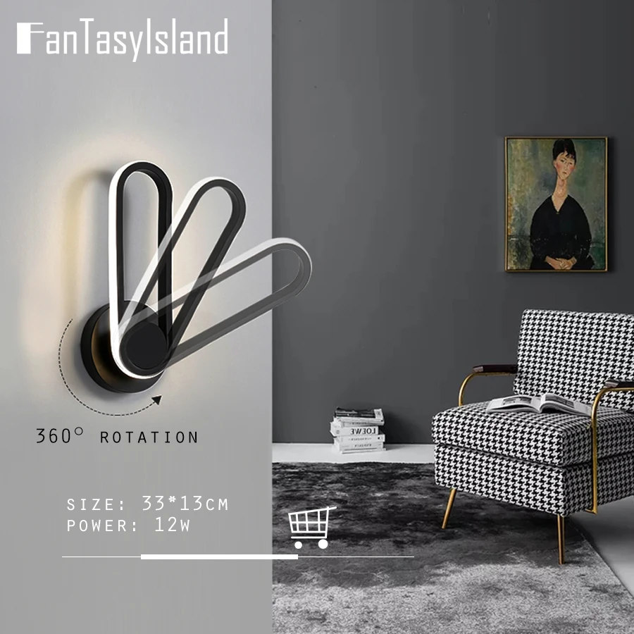 

360 Rotatable Modern Acrylic wall light For bedside bedroom LED wall lamps arts creative Corridor Aisle Sconce Decor AC85-265V