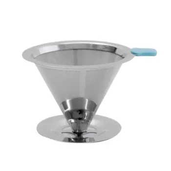 

Stainless Steel Reusable Coffee Filter Holder Sets Brew Drip Cone Coffee Strainer Funnel Metal Mesh Coffee Tea Maker Basket
