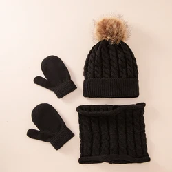 Children's Hat Knitted Scarf Warm Gloves Woolen Hat Three-piece Suit Cute Three-piece Neutral Warm Multi-colored