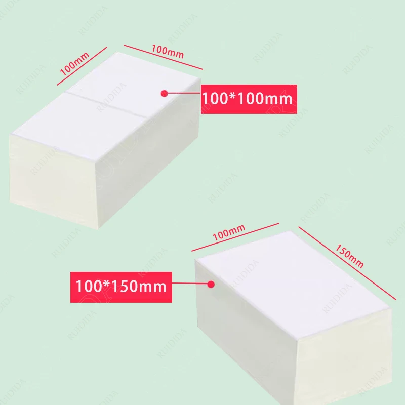 프린터 접이식 열전사 라벨 배송 바코드 스티커, 100x100mm, 4x4 인치, 100x150mm, 4X 6 인치, 76x130mm