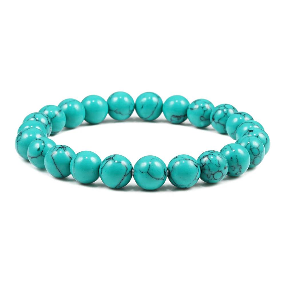 Mint Green Очаровательные женские мужские браслеты синего цвета natural ISES нитка с бусинами из натурального камня эластичный браслет браслеты Йога ювелирные изделия подарки Pulseras - Окраска металла: Mint Green