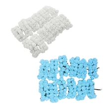 288 шт 2 см ПЭ Роза пена мини букет цветов сплошной цвет/свадебные украшения, 144 шт белый и 144 шт светильник синий