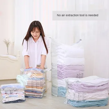 

High Capacity Home Vacuum Bag Clothes Quilt Transparent With Valve Storage Reusable Compressed Organizer Space Saving Supplies