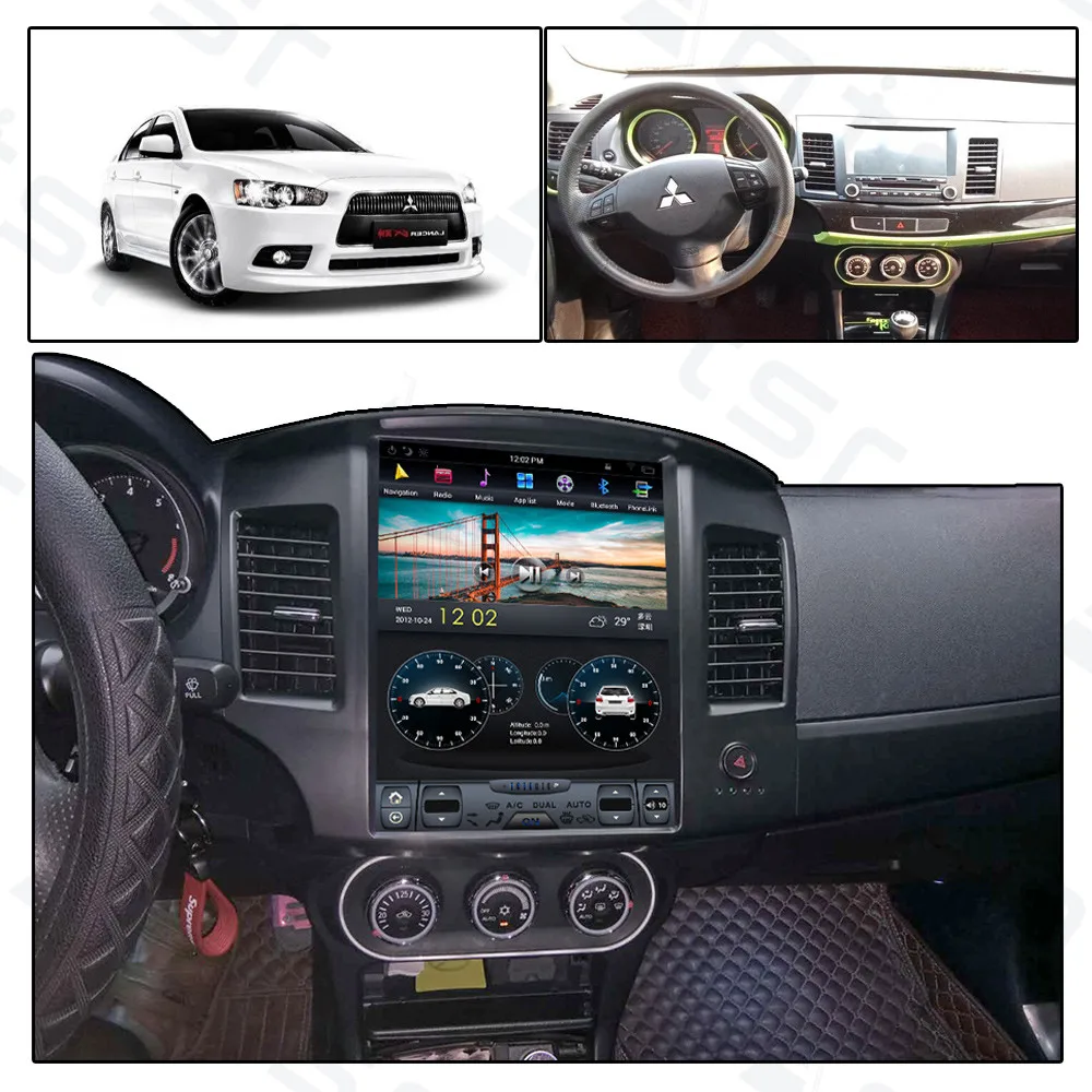 12," Tesla стиль Android 8,1 автомобильный gps навигатор для Mitsubishi Lancer 2007- головное устройство мультимедийный плеер радио магнитофон