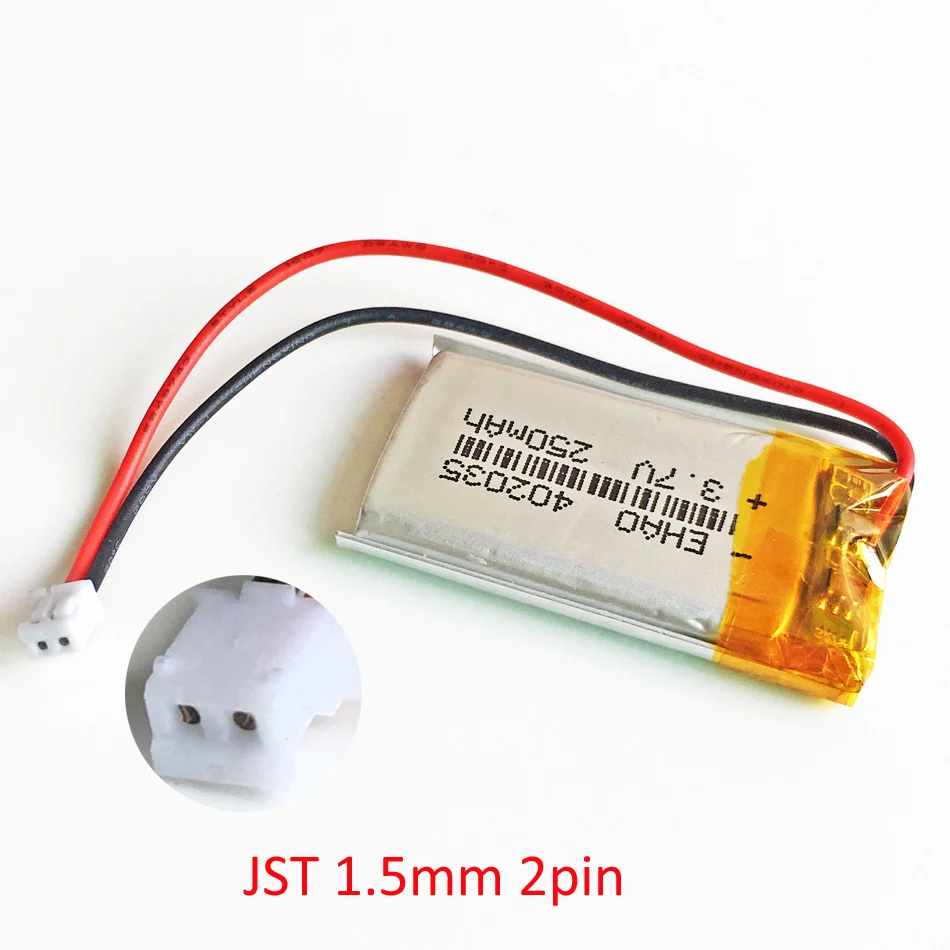3 7 V 250mAh LiPo литиевая полимерная аккумуляторная батарея 402035 с JST 1 5mm 2pin plug Handheld для
