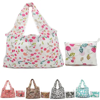 

1Pcs Waterproof Shopping Bag Cartoon Animal Print Folding Grocery Bag Foldable Eco Bag Multi-function Pouch Storage Handbag