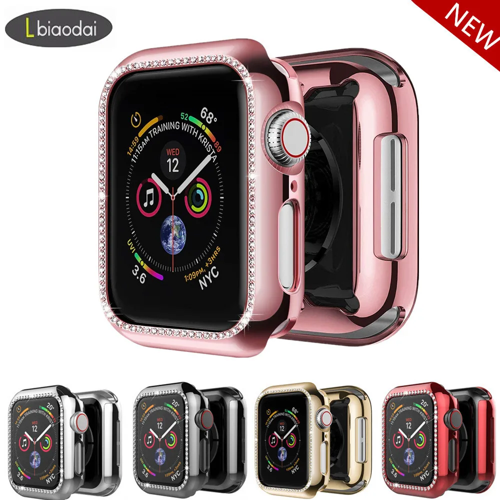 Bling case For Apple watch 6 band 44mm 40mm iwatch 42mm 38 mm Diamond Screen Protector cover bumper apple 5 4 3 2 | Наручные часы