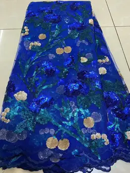 

2020 Classical Sequins Mesh Net Lace Fabrics High Quality Sequined Embroidered Tulle Lace For Indian Nigerian Prom Party Fabrics