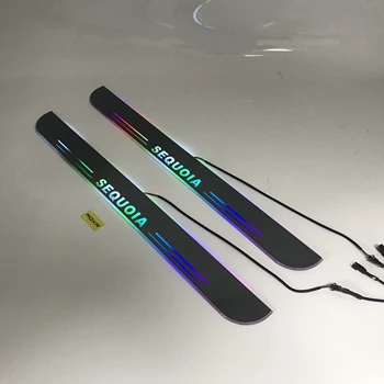 

Acrylic door sill plate strip with led decorative welcome light moving door scuff for Toyota sequoia
