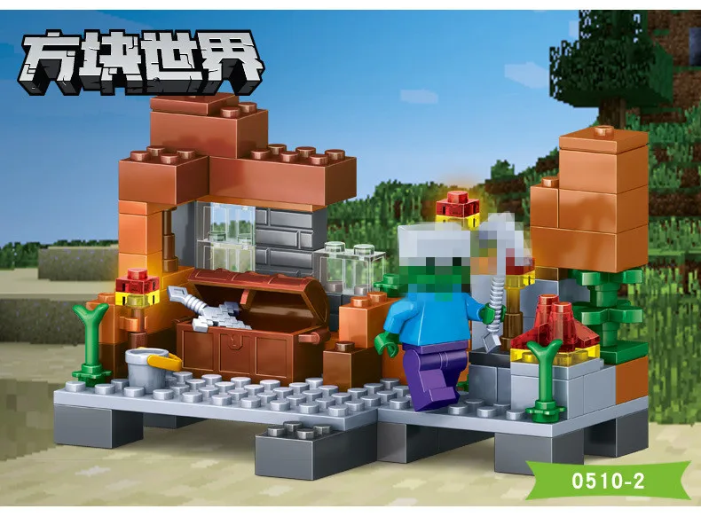 Цена 378 шт. DIY модель строительные блоки Совместимые leglyings Minecrafted городские наборы фигурки животных 4 в 1 детские развивающие игрушки