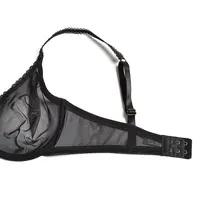YBCG Sexy noir femmes soutien-gorge dentelle maille voir à travers les sous-vêtements Stretch creux Lingerie dentelle solide doux culottes soutiens-gorge pour les femmes 3