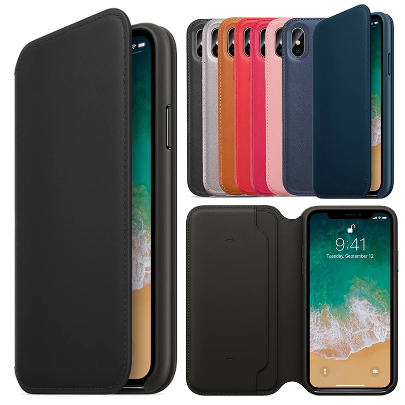 Оригинальный кожаный чехол книжка для IPhone X XS MAX Чехол из натуральной кожи