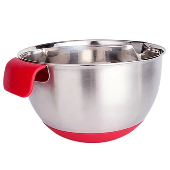 

Professional Silicone handle stainless steel non-slip scale mixing bowl salad bowl