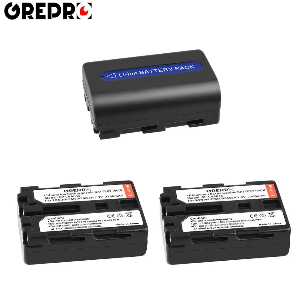 GREPRO NP-FM50 NP FM50 2300 мА/ч, Перезаряжаемые Камера Li-Ion Батарея для sony Альфа A100 DSLR-A100 CCD-TRV408 DCR-PC105 DSC-S85