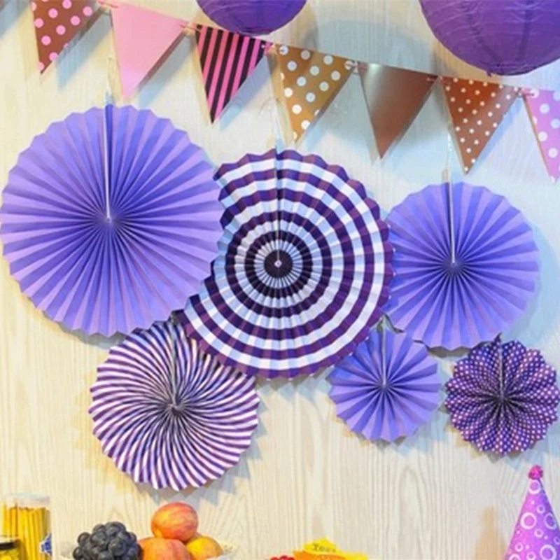6pcs/Set 8&quot 12&quot 16&quot Mixed Size Colorful Wheel Hanging Paper Fan Pink Blue for Baby Shower Birthday Wedding Party Home Decoration | Дом