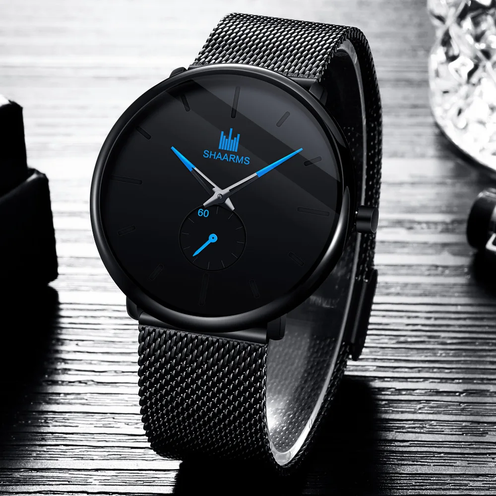 

reloj hombre Mens Business Dress Watches Luxury Casual Waterproof Sport Watch Men Dial Quartz Slim Mesh Watch montre homme