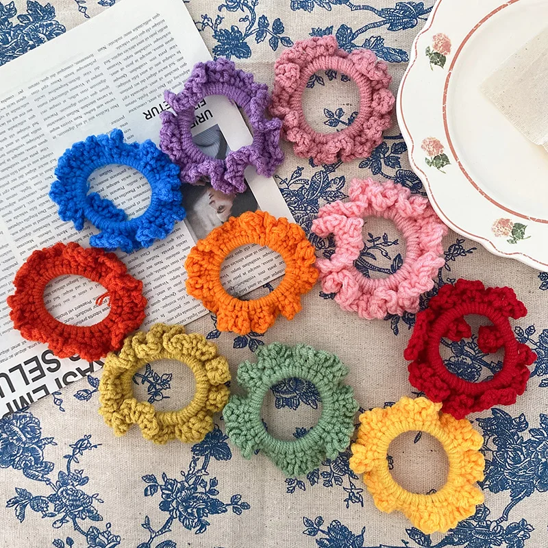 

Autumn and Winter Women Girls Colors Knitting Elastic Hair Bands Lady Lovely Scrunchies Rubber Bands Female Hair Accessories