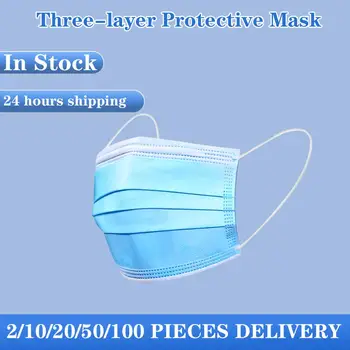 

Hot Sale Anti-Pollution 3 Layers Mouth Face Mask Disposable Anti Protective Mask Earloop Disposable Dust Filter Safety Mask